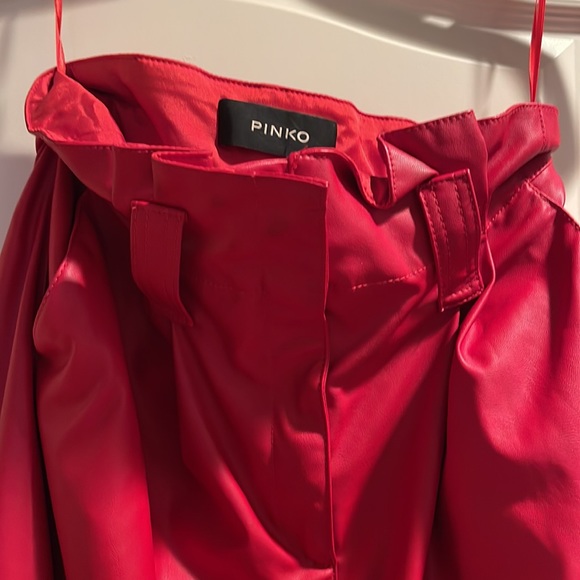 Red Leather Pinko Trousers - Picture 2 of 4